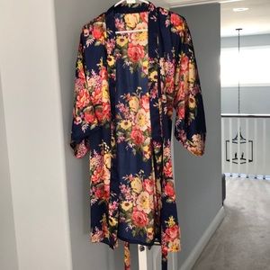 Floral silk robe